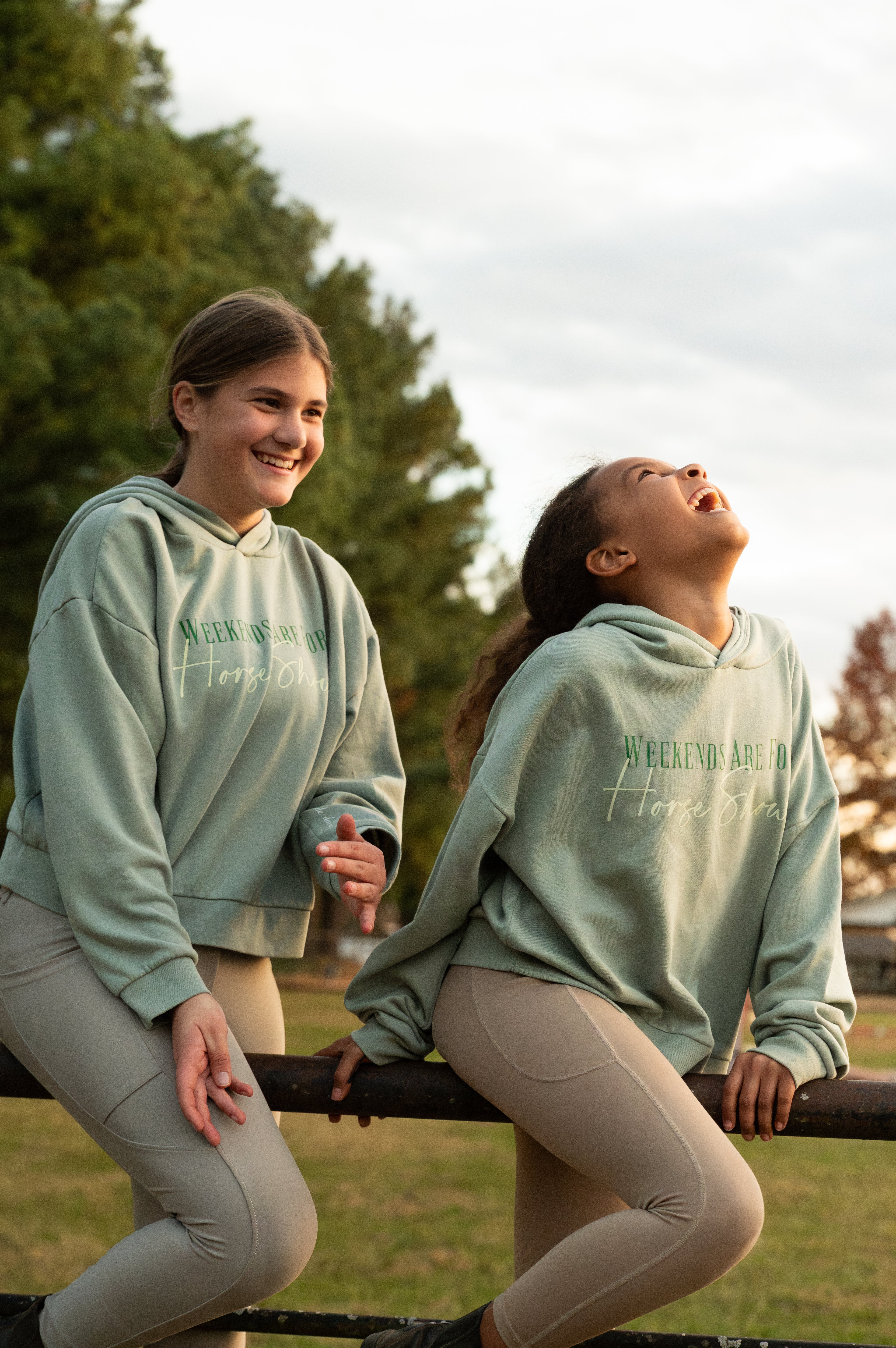 Cropped Hoodie - Weekends Are For Horse Shows - Sage