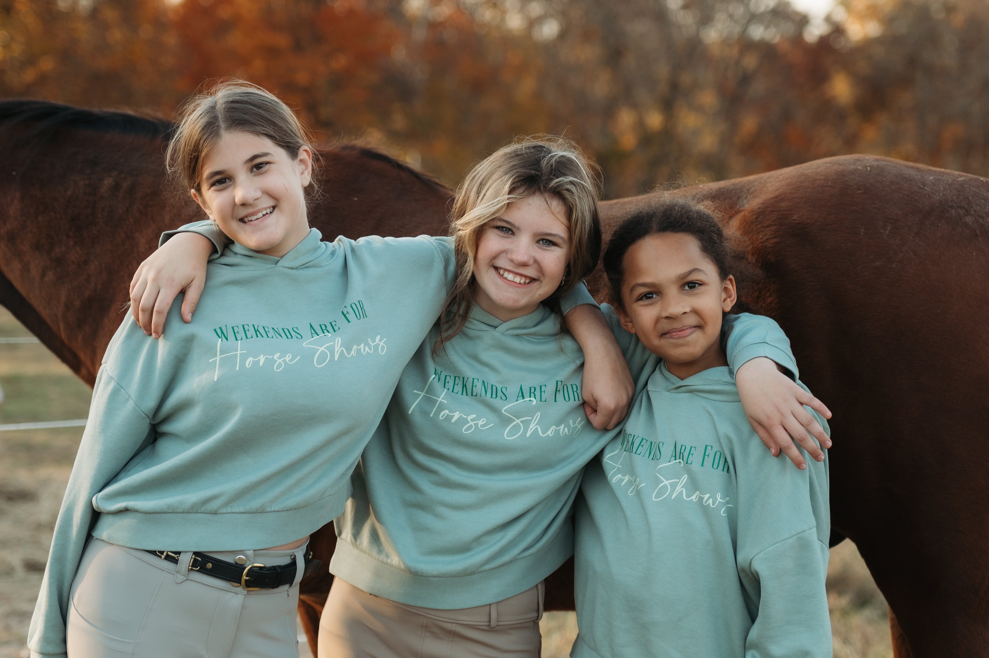 Cropped Hoodie - Weekends Are For Horse Shows - Sage